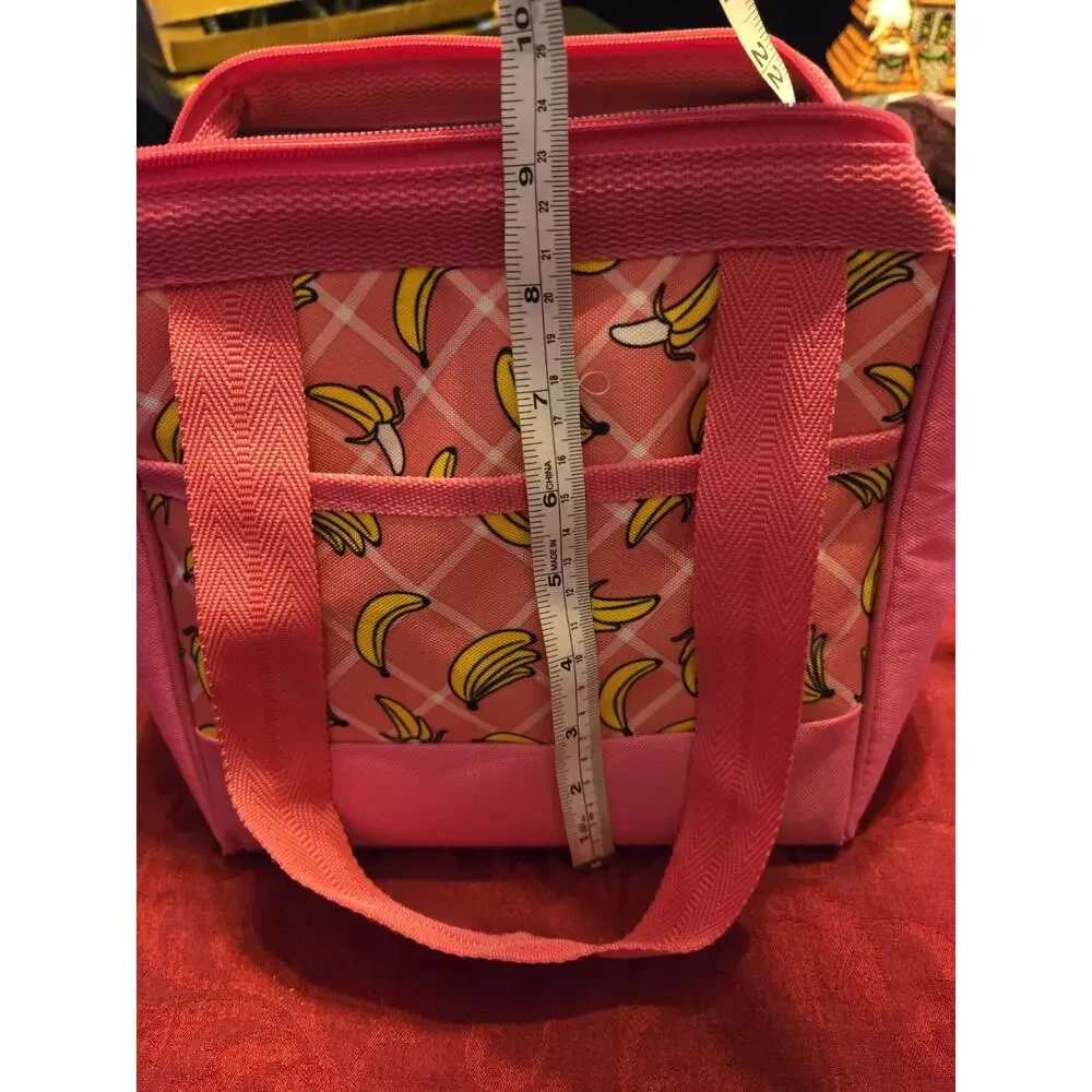 PINK Igloo Insulated Lunch Tote w Banana Print Reusable Lunch Bag School Work